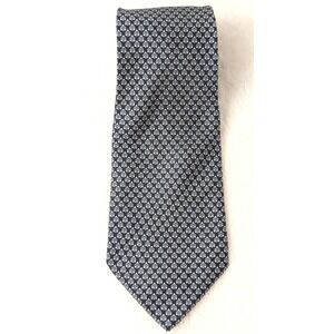 The Grove Shop Roma Italy Pure Silk Tie Navy Blue Micro Floral Pattern‎ Vintage
